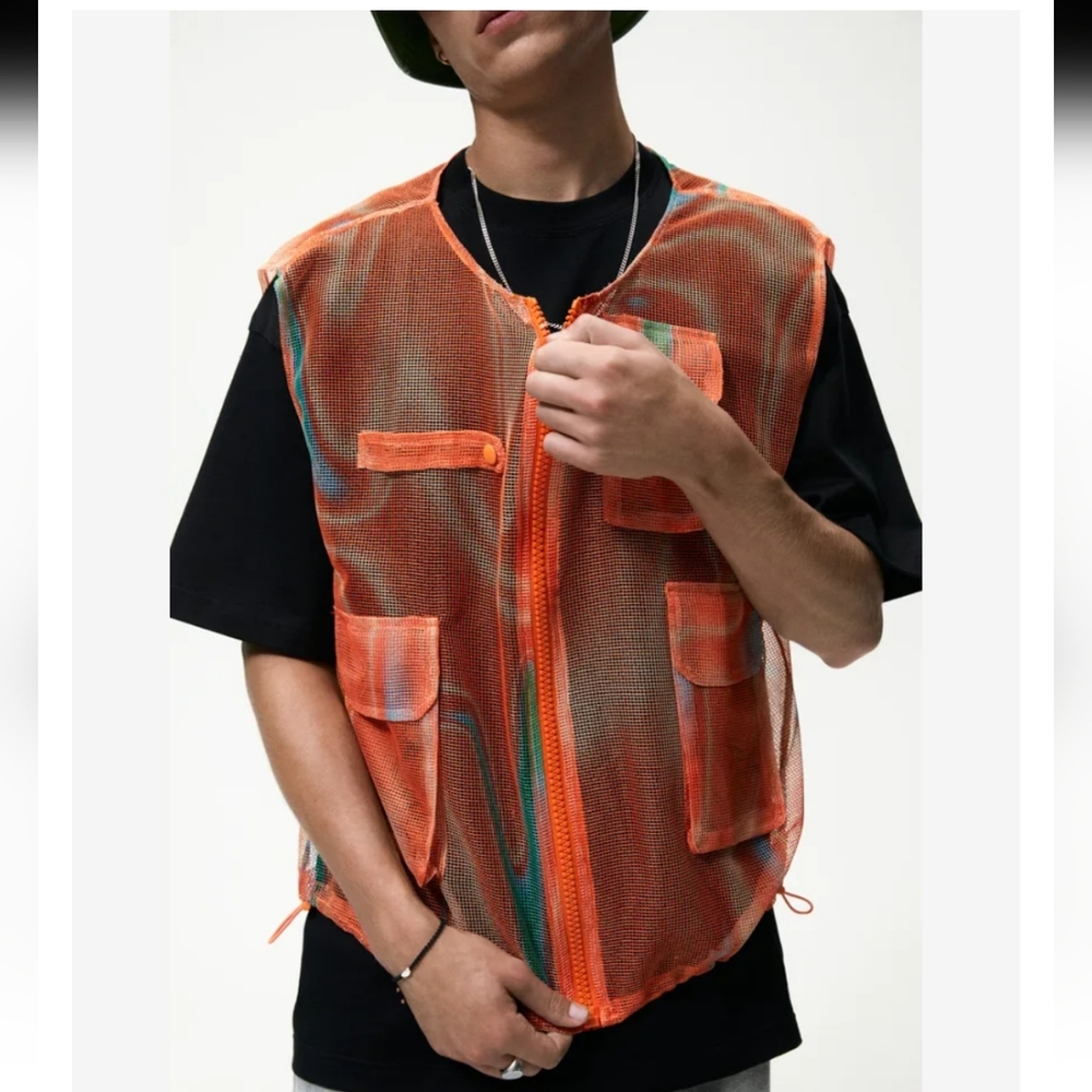 STRUCTURED MESH VEST ZARA Orange - Picture 11 of 15